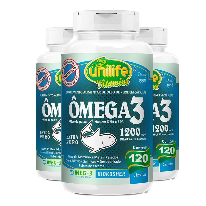 Ômega 3 Óleo de Peixe Unilife 120 Cápsulas 3un