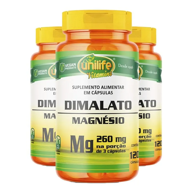 Magnésio Dimalato Unilife 120 Cápsulas 3un