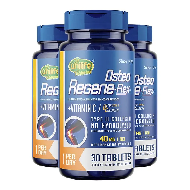 Colágeno ii + Vitamin C Unilife Osteo Regene Flex 30Comp 3un