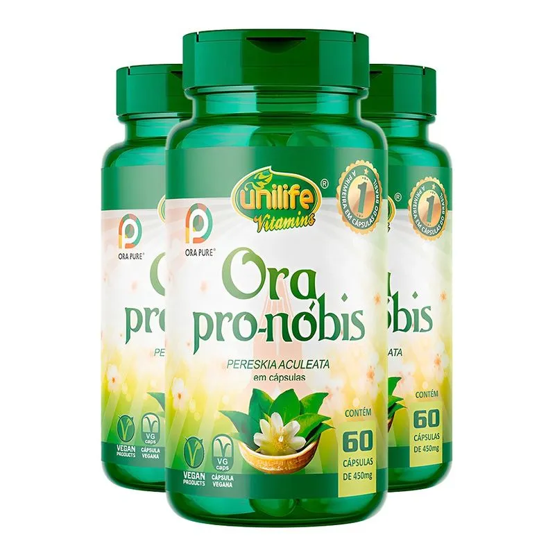 Ora pro-nóbis Unilife (Pereskia Aculeata) 60 Cápsulas 3un