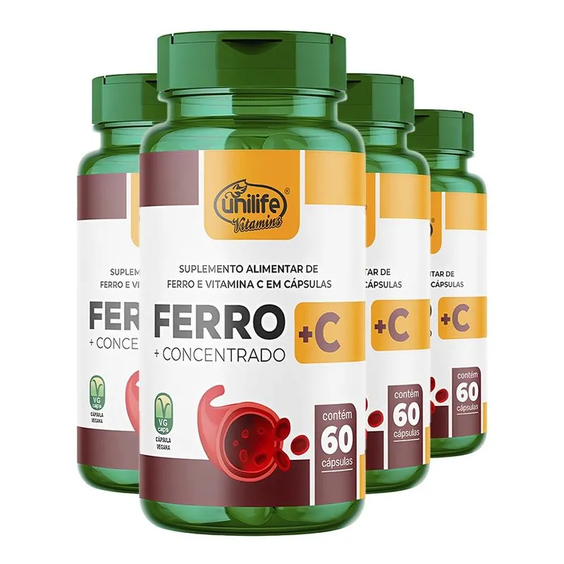 Ferro + Vitamina C Unilife 60 Cápsulas 4un