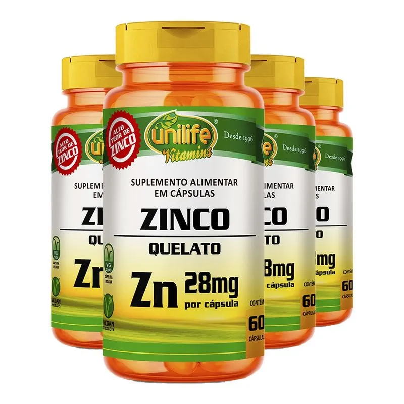 Zinco Quelato Zn Unilife 60 Cápsulas 4un
