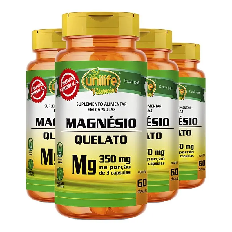 Magnésio Quelato Unilife (Bisglicinato) 60 Cáps 4un