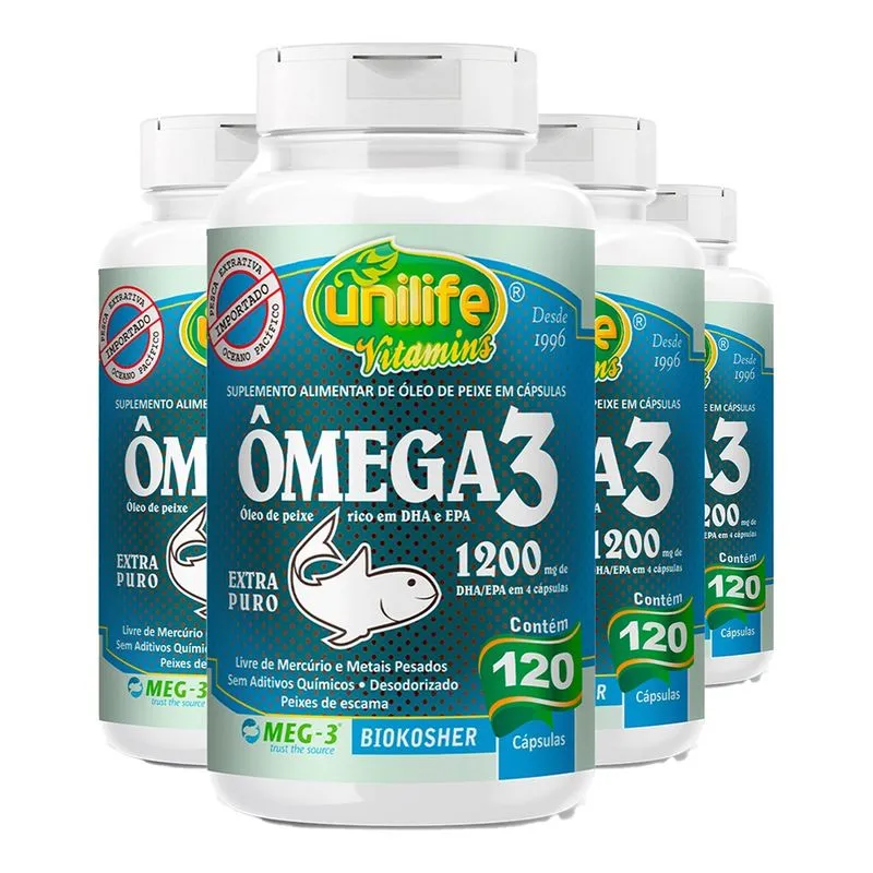 Ômega 3 Óleo de Peixe Unilife 120 Cápsulas 4un