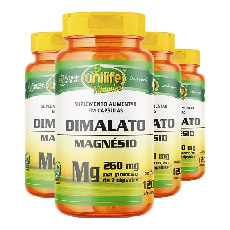 Magnésio Dimalato Unilife 120 Cápsulas 4un