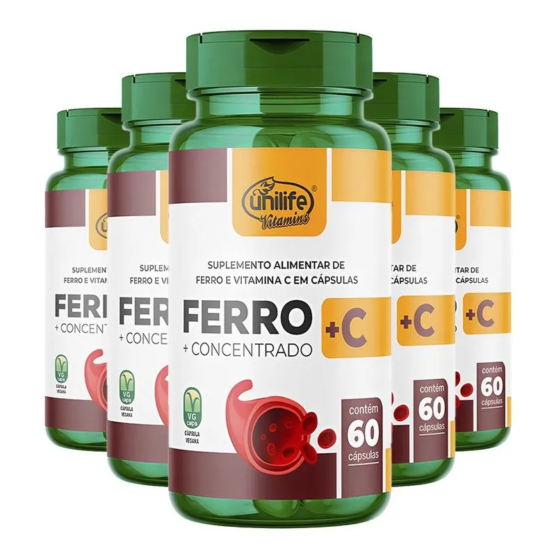 Ferro + Vitamina C Unilife 60 Cápsulas 5un