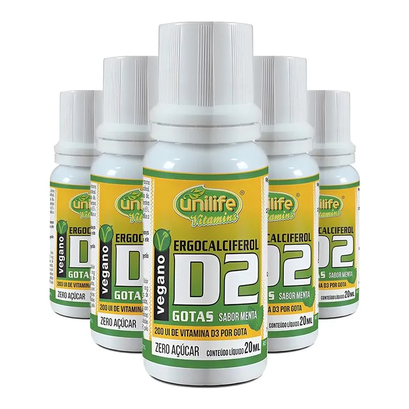 Vitamina D2 Unilife 20ml (Gotas) Sabor Menta 5un