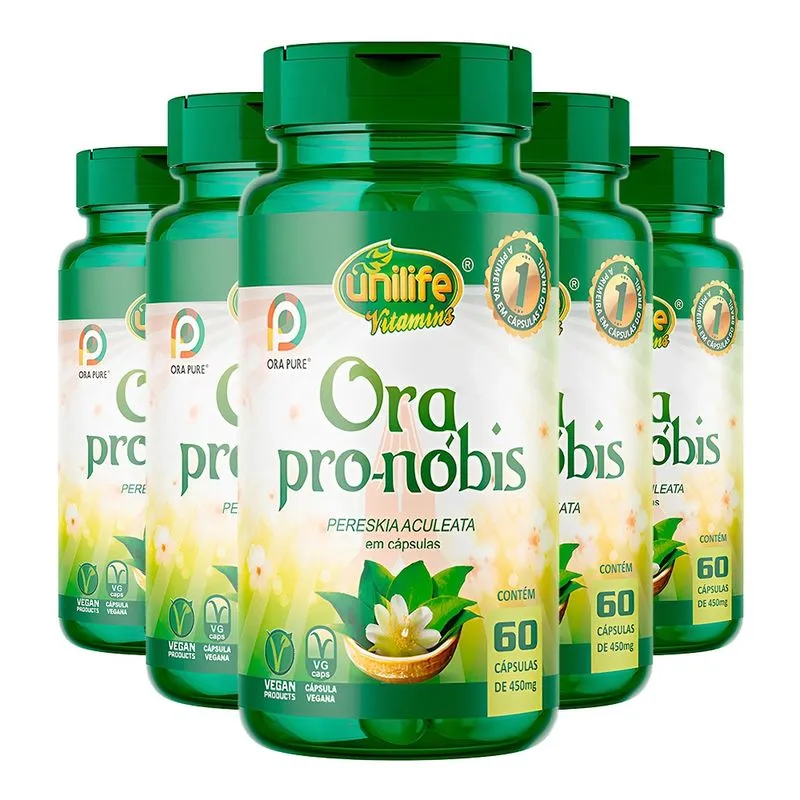 Ora pro-nóbis Unilife (Pereskia Aculeata) 60 Cápsulas 5un
