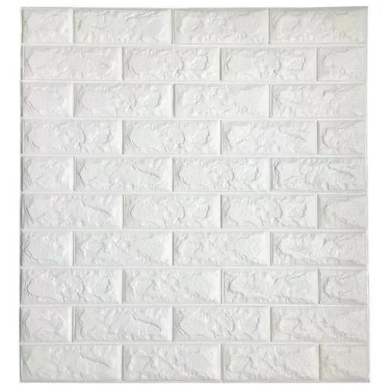 Placas Auto Adesivas 3D Papel Parede Tijolinho Branco 77X70