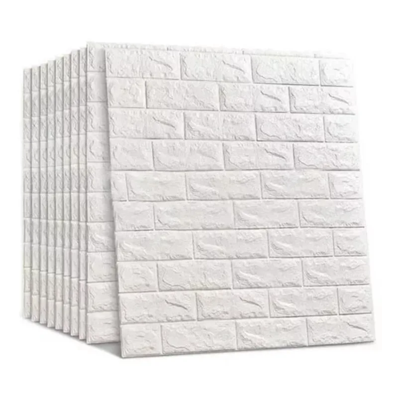 10 Placas Auto Adesivas 3D Papel Parede Tijolinho Branco
