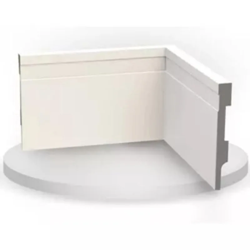 Barras De Rodapé Poliestireno 10Cm Frisado Branco Kit Com 30