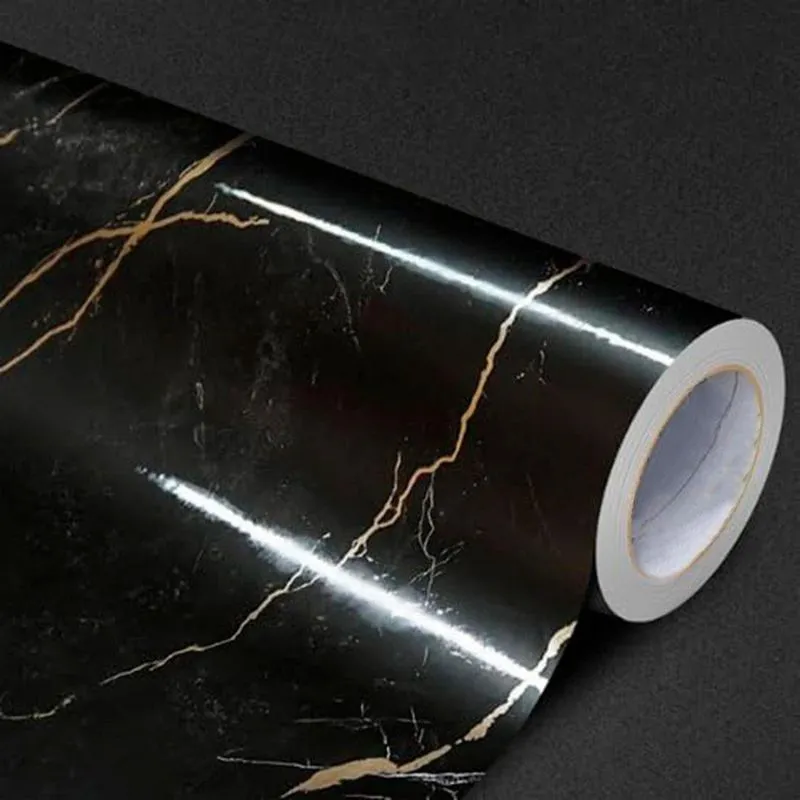 Adesivo Revestimento Mármore Preto Impermeável 5M X 60Cm