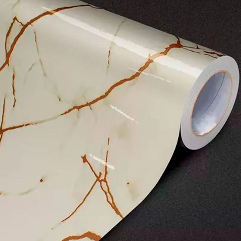 Envelopamento Mármore Dourado Autocolante Lavável 7M X 60Cm