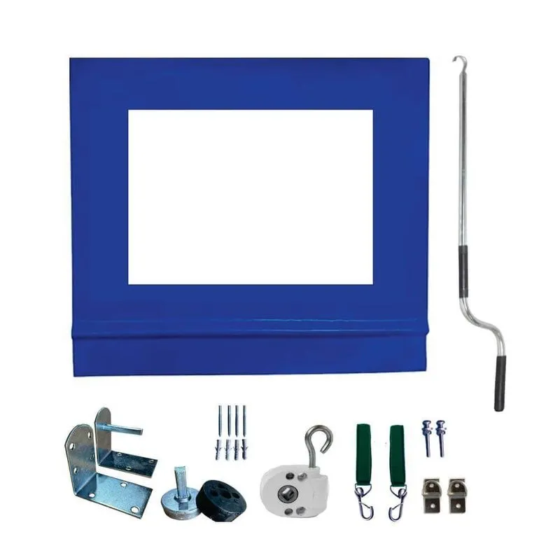 Toldo Cortina Azul C/ Visor - 3,90m X 2,90m - Kit Completo