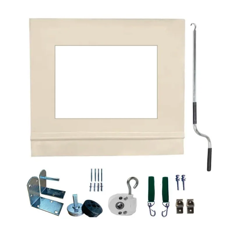 Toldo Cortina Bege c/ Visor - 2,40m X 1,80m - Kit Completo