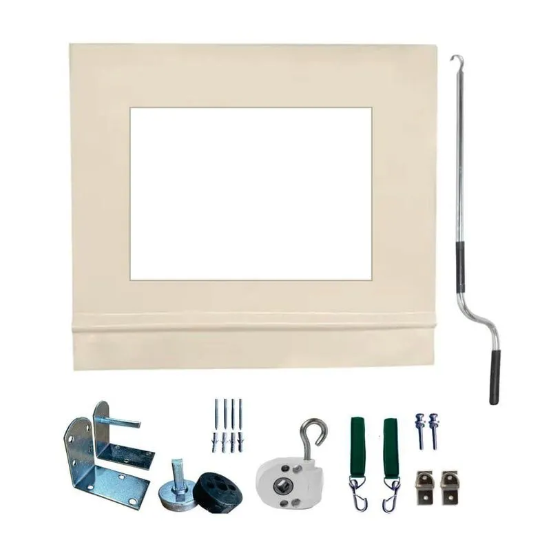 Toldo Cortina Bege c/ Visor - 3,60m X 2,50m - Kit Completo