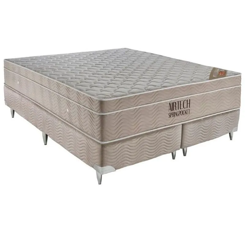 Cama Box Super King + Colchão Airtech Spring Pocket (193X203X61)