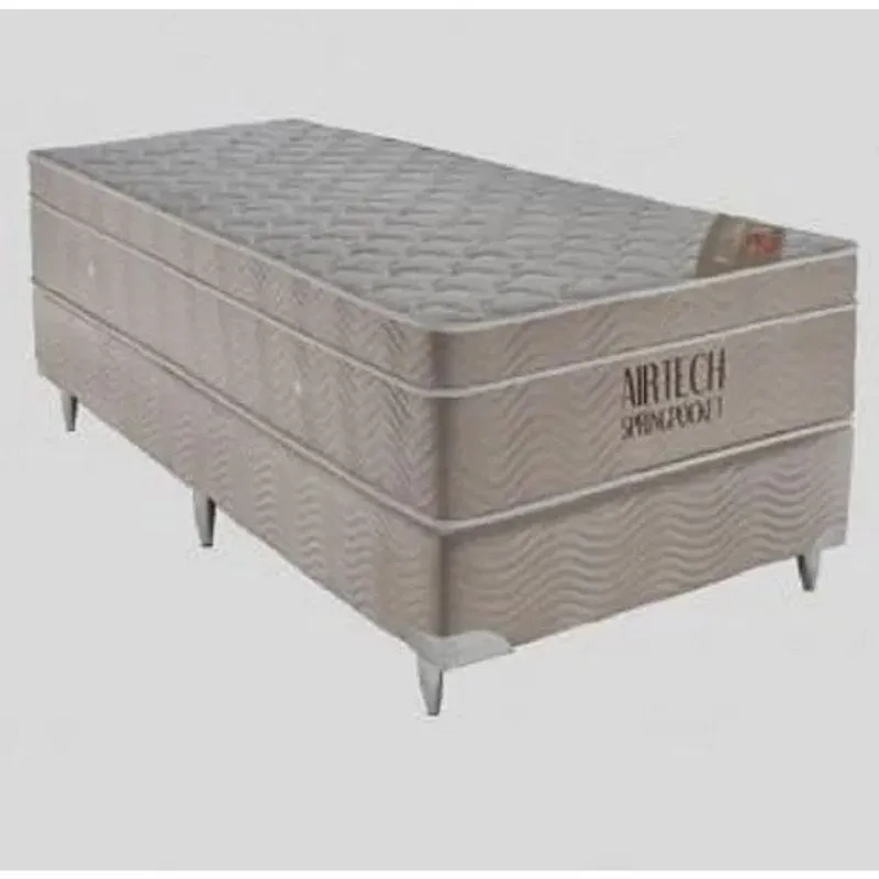 Cama Box Solteiro + Colchão Airtech Springpocket (88X188X61)