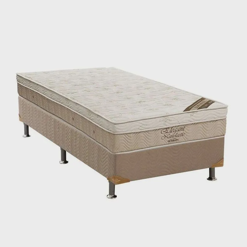 Conjunto cama box solteiro elegant nanolastic base camurça bege 088x188x63 ortobom
