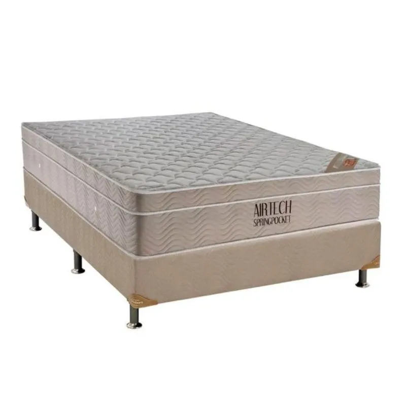 Cama Box Casal + Colchão Airtech Springpocket (138X188X66)