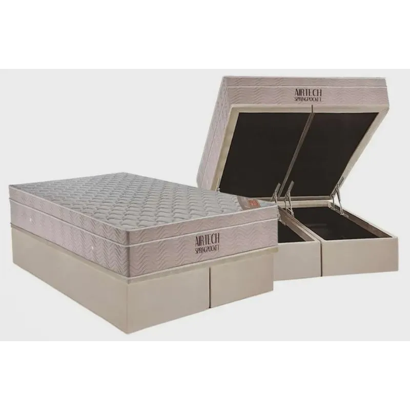 Cama Box Baú Super King + Colchão Airtech Springpocket (193X203X64) Ortobom