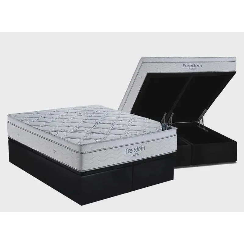 Cama Box Baú Super King + Colchão Freedom (193X203X71) Ortobom