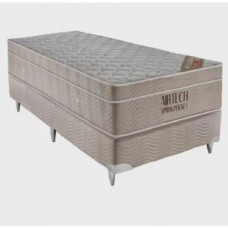 Cama Box + Colchão Airtech Springpocket Solteiro 88X188X61 Ortobom