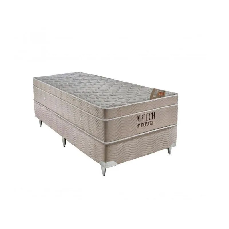 Cama Box Solteirão + Colchão Airtech Springpocket 108X198X61 Ortobom