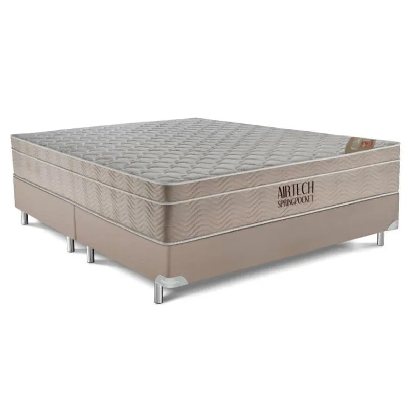 Cama Box + Colchão Airtech Springpocket Queen 158X198X61 Ortobom