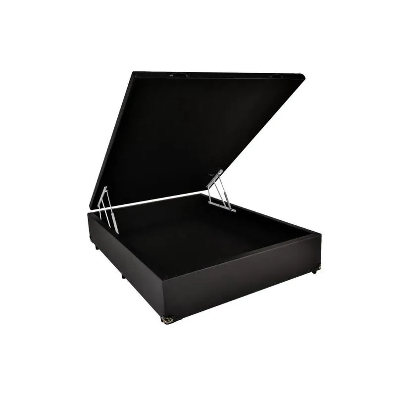 Base Box Baú Casal Sintético Preto 138X188X36