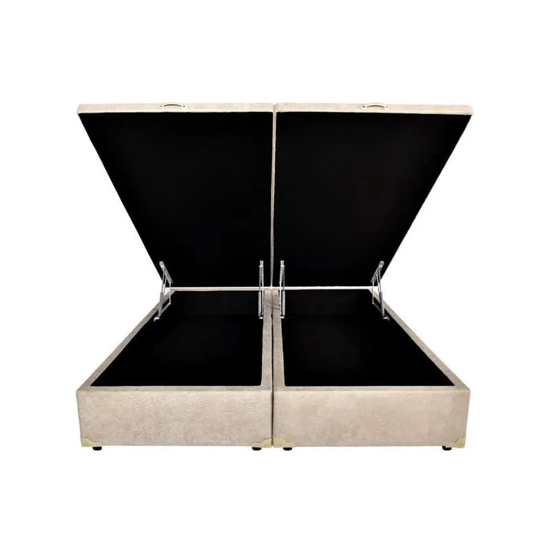 Base Box Baú Queen Camurça Bege 158X198X36