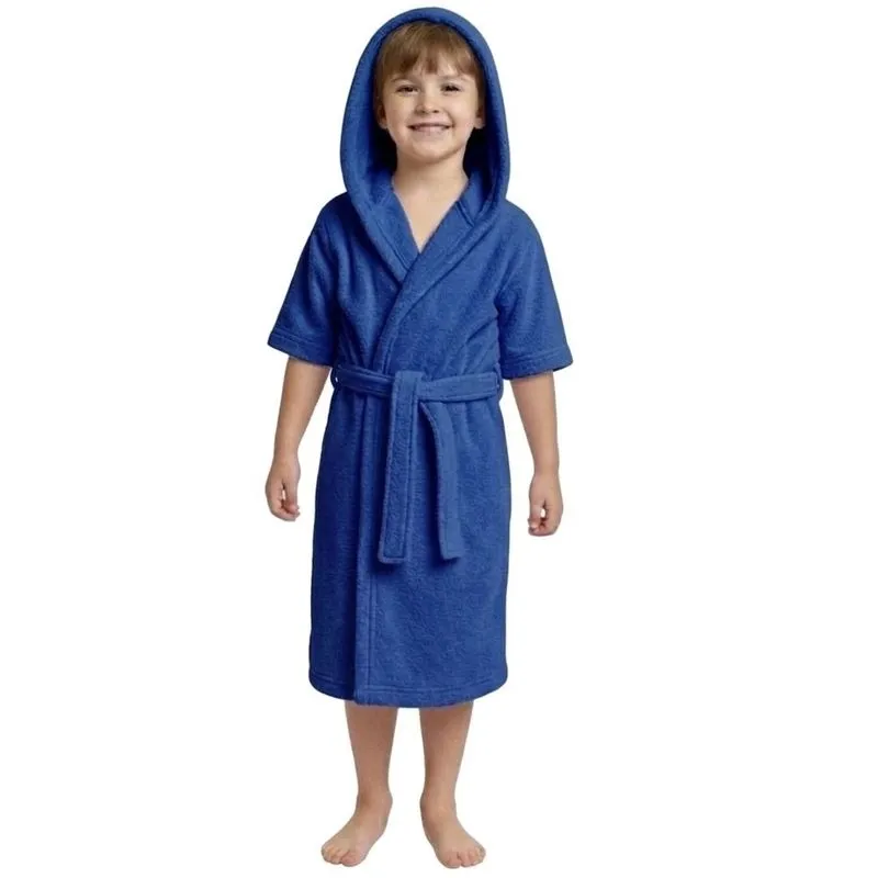 Roupão Infantil Juvenil Algodão Premium Toque Square 3, 6, 8, 10, 12 e 14 anos Menino Menina com e sem Capuz Luxo 8 anos S/Capuz / Azul Marinho