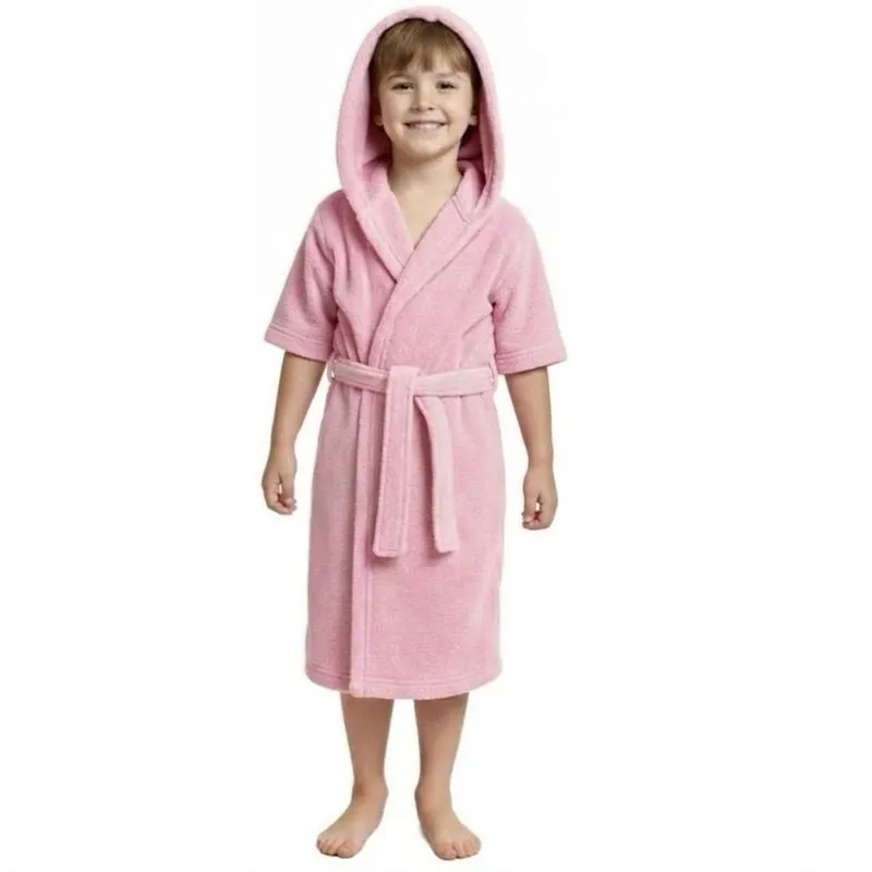 Roupão Infantil Juvenil Algodão Premium Toque Square 3, 6, 8, 10, 12 e 14 anos Menino Menina com e sem Capuz Luxo 8 anos S/Capuz / Rosa