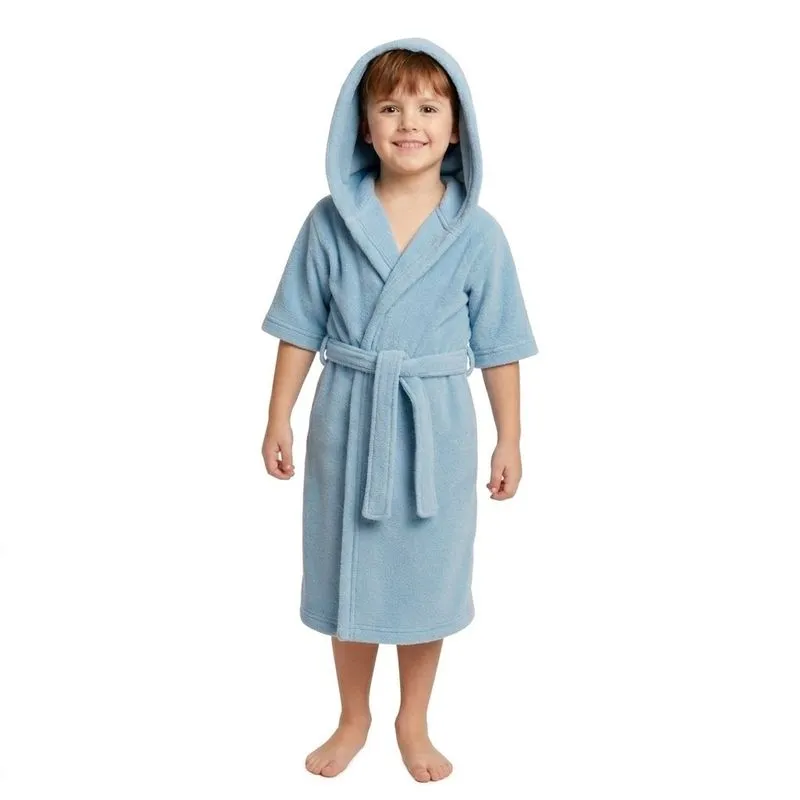 Roupão Infantil Juvenil Algodão Premium Toque Square 3, 6, 8, 10, 12 e 14 anos Menino Menina com e sem Capuz Luxo 14 anos S/Capuz / Azul