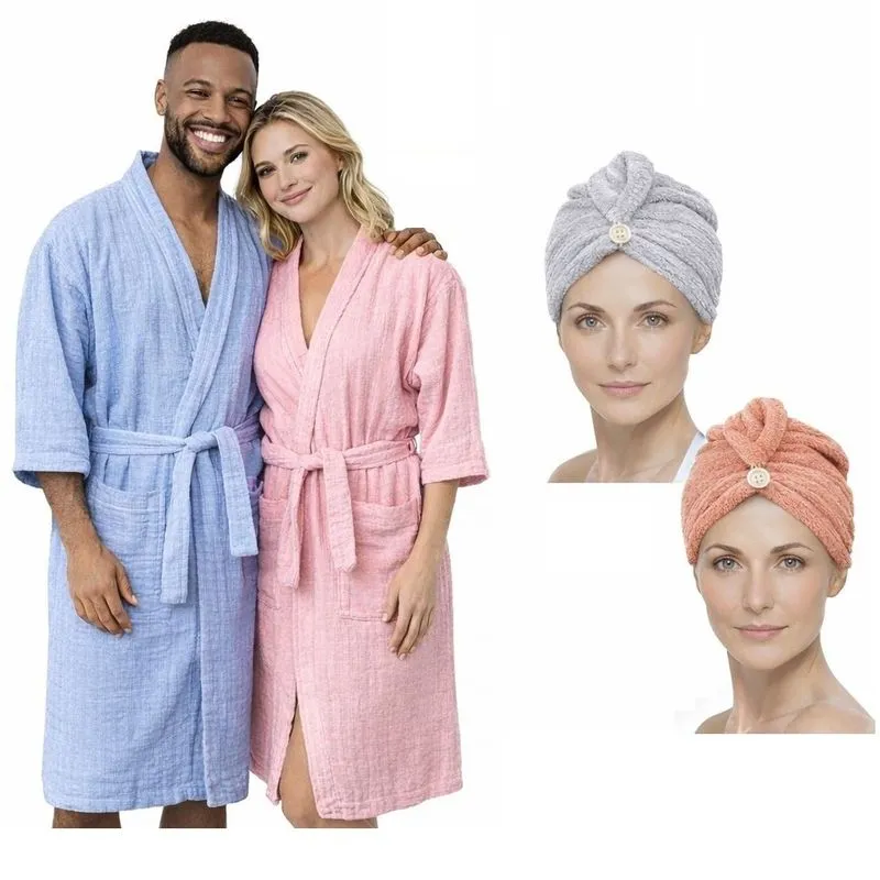 Roupão + Touca Magica Premium Atoalhado 100% Algodão M, G, GG de Banho Adulto Unissex Macio Feminino Masculino G / Sortido + 1 touca