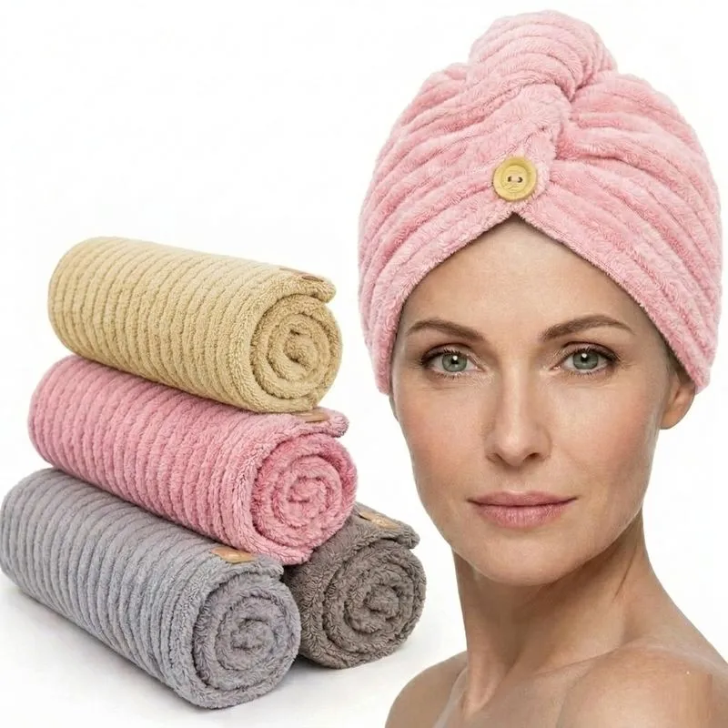 KIT 1 , 2 , 3 e 5 Pçs Touca de Banho Mágica Toalha De Cabelo para Secar Cabelo em Microfibra Premium 1 peça / Sortida