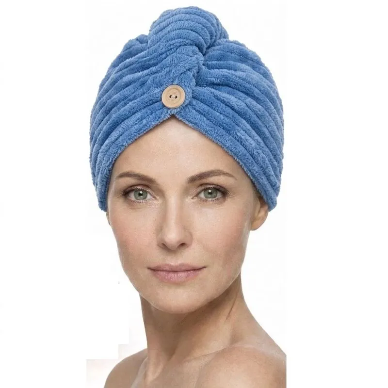 KIT 1 , 2 , 3 e 5 Pçs Touca de Banho Mágica Toalha De Cabelo para Secar Cabelo em Microfibra Premium 3 peças / Azul
