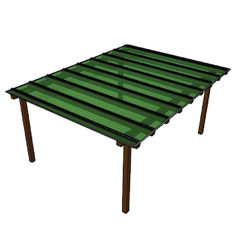 Kit Policarbonato Verde 4mm 4,00m X 3,00m - Perfis Naturais
