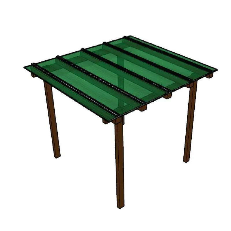 Kit Policarbonato Verde 4mm 2,00m X 2,00m - Perfis Naturais
