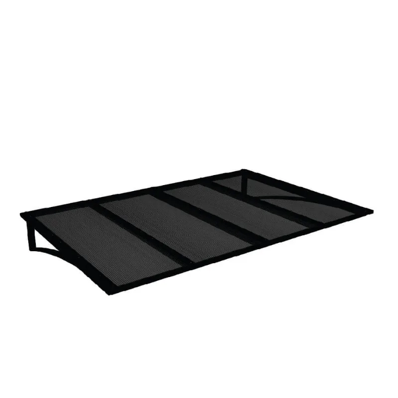 Toldo Fixo Em Policarbonato Alveolar Fume - 2,00m X 1,00m - Estrutura Preta