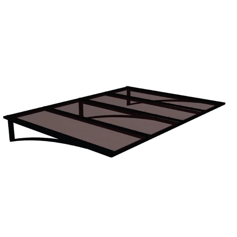 Toldo Fixo Em Policarbonato Alveolar Bronze - 2,00m X 1,00m - Estrutura Preta