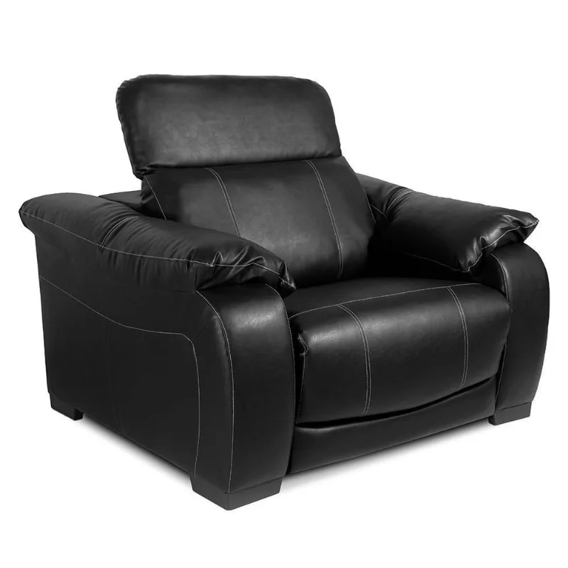 Poltrona Reclinável Para Sala De Estar Living Line L07 Couro Preto - Mpozenato