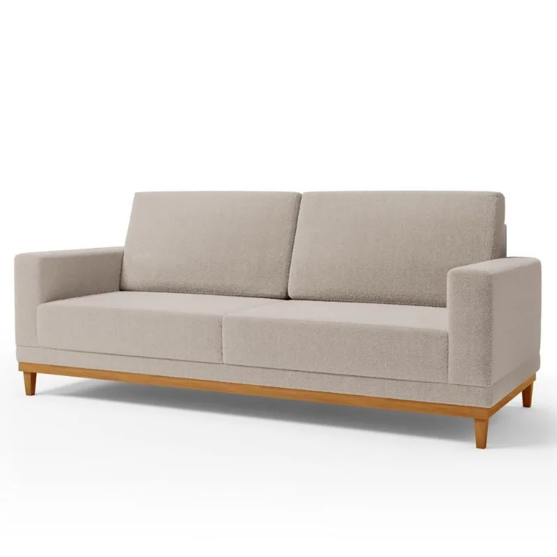 Sofá Living 200cm 3 Lugares Kayrós D05 Boucle Bege - Mpozenato