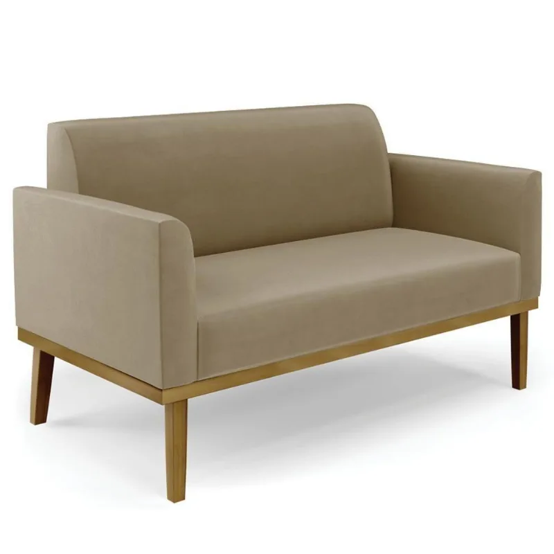 Sofá Namoradeira Base Madeira Castanho Maressa Suede Marrom Rt - Ibiza