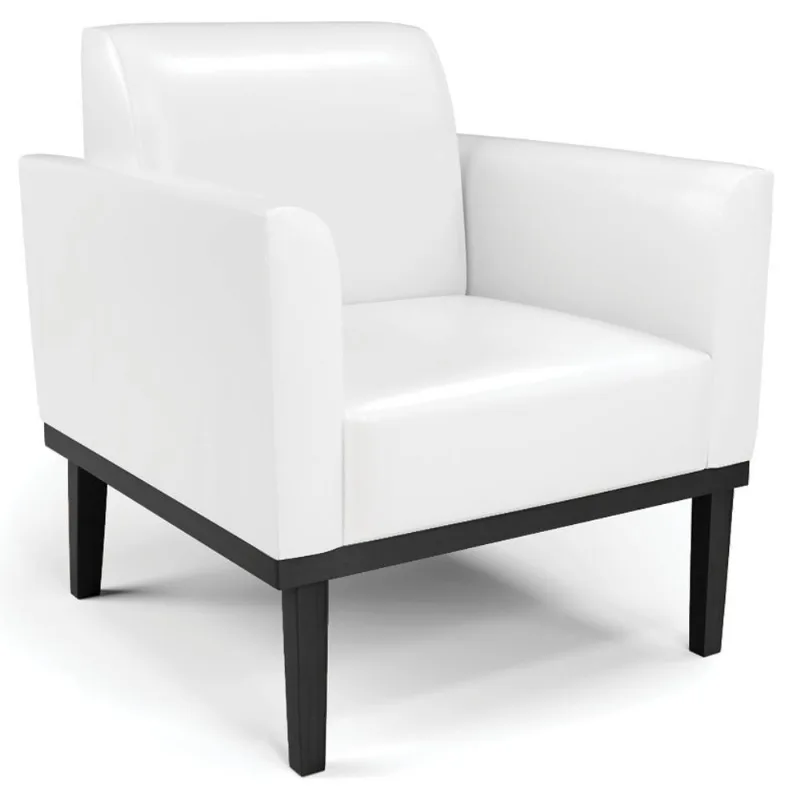 Poltrona Decorativa Base Madeira Preto Maressa Sintético Pu Branco - Ibiza