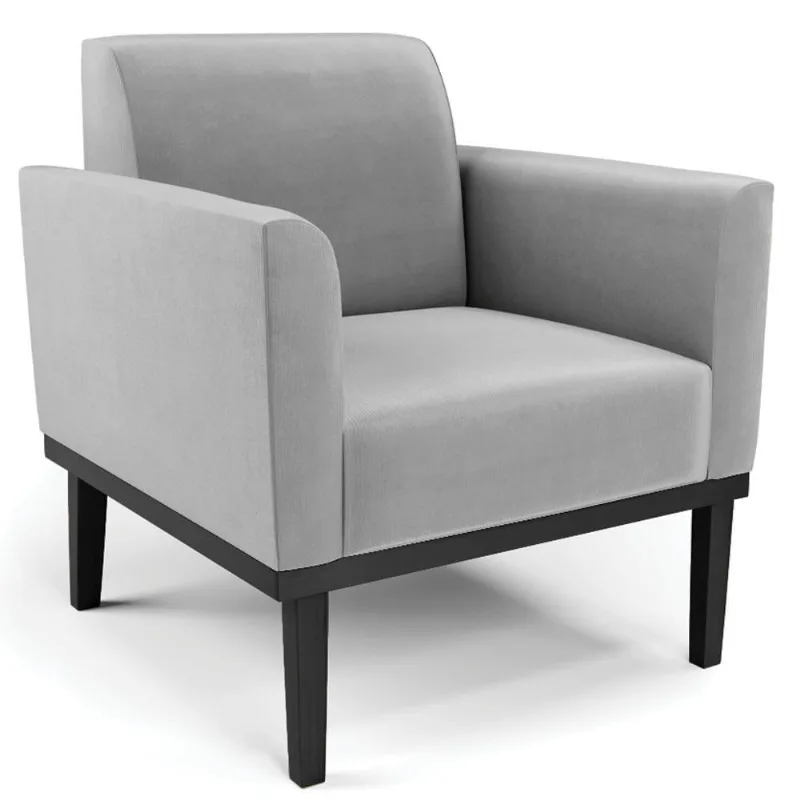 Poltrona Decorativa Base Madeira Preto Maressa Suede Cinza - Ibiza