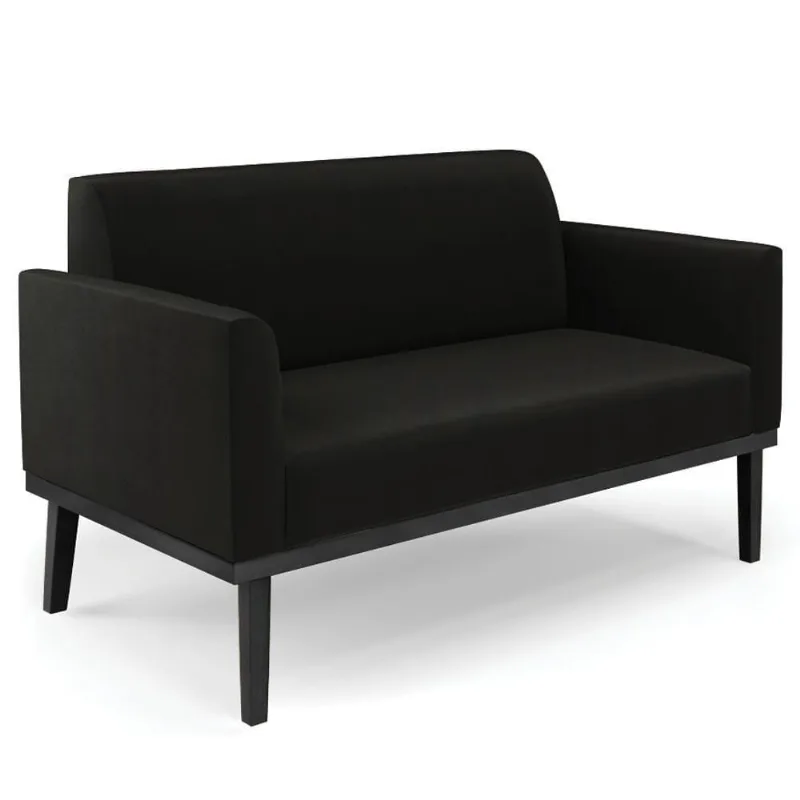 Sofá Namoradeira Base Madeira Preto Maressa Suede Preto - Ibiza