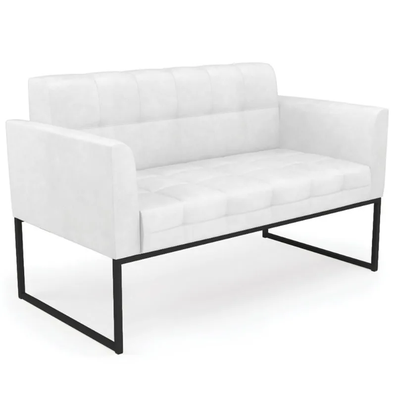 Sofá Namoradeira Base Industrial Preto Ana Sintético Pu Branco - Ibiza
