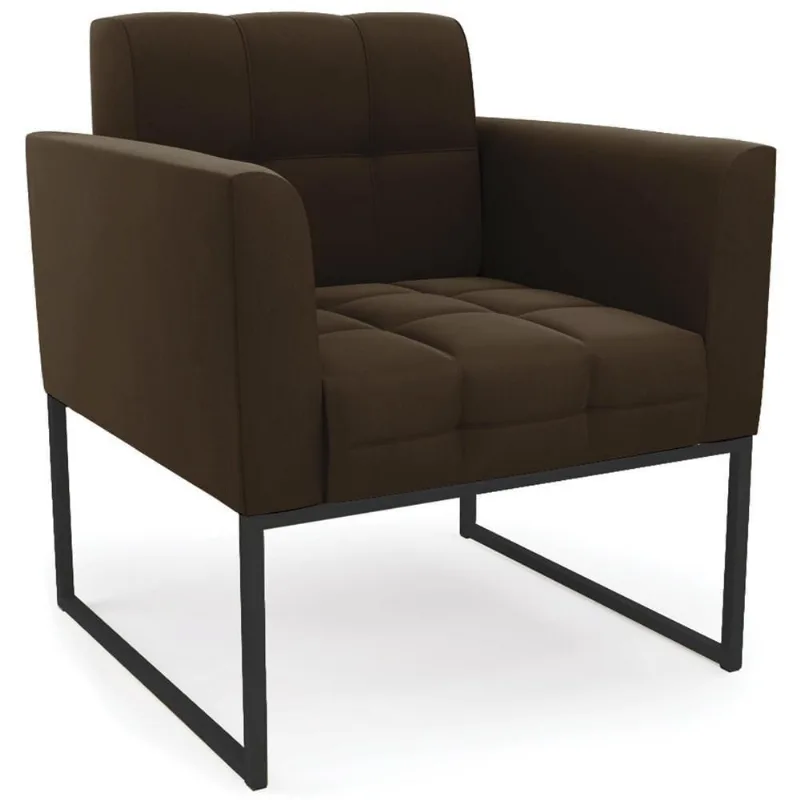 Poltrona Decorativa Base Industrial Preto Ana Suede Marrom - Ibiza