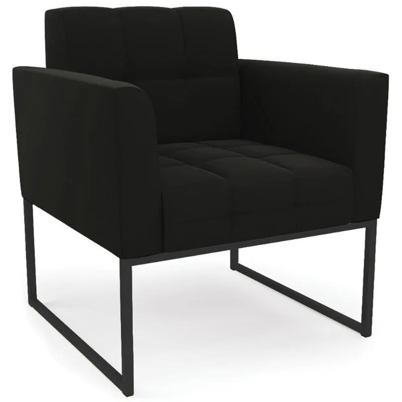 Poltrona Decorativa Base Industrial Preto Ana Suede Preto - Ibiza